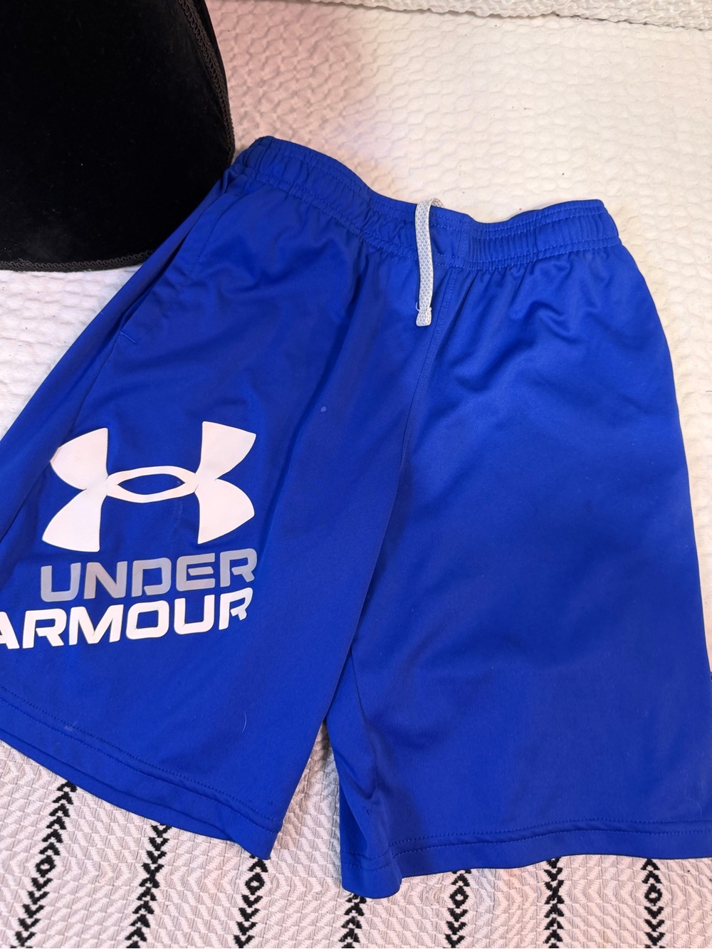 Under Armour Royal Blue Kids Athletic Shorts with White Logo